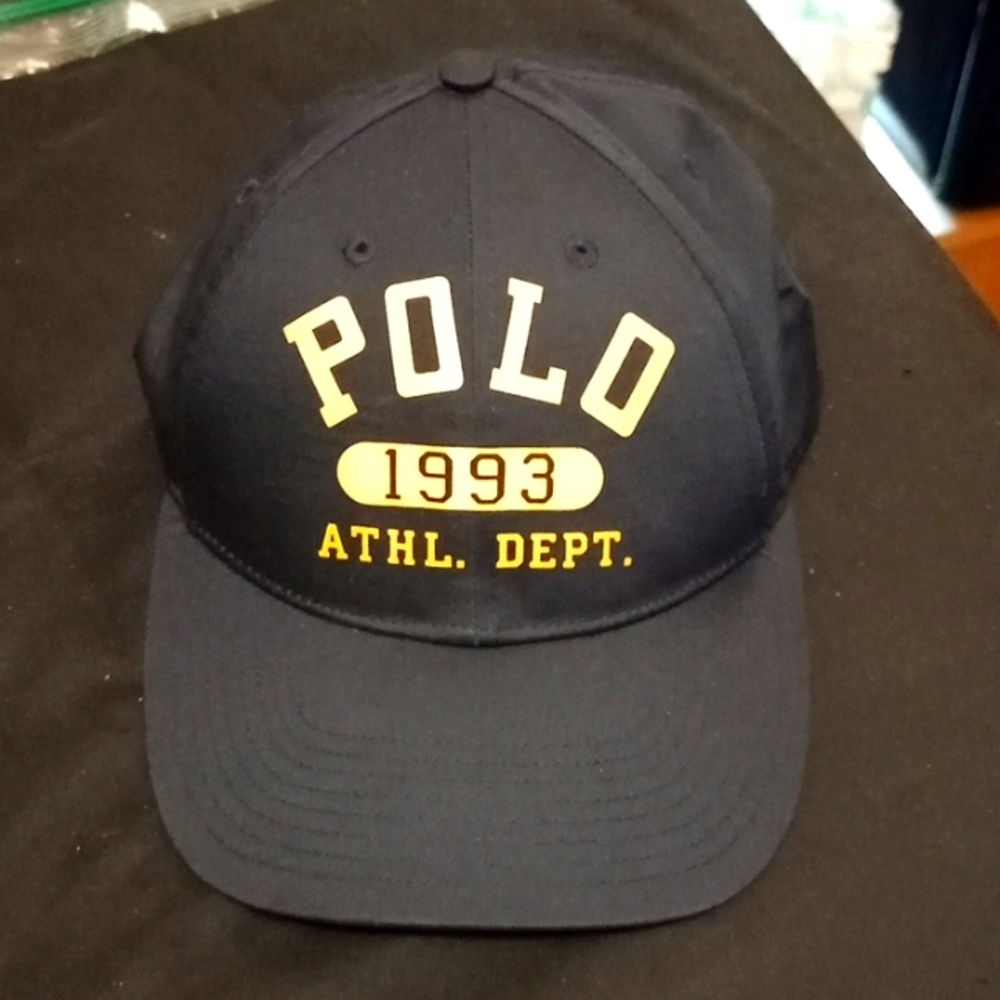 NWOT, Polo Ralph Lauren, Midnight Blue & Yellow Hat, Clip in Strap